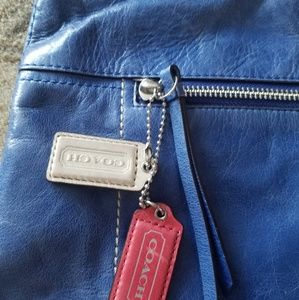 Blue leather coach bag